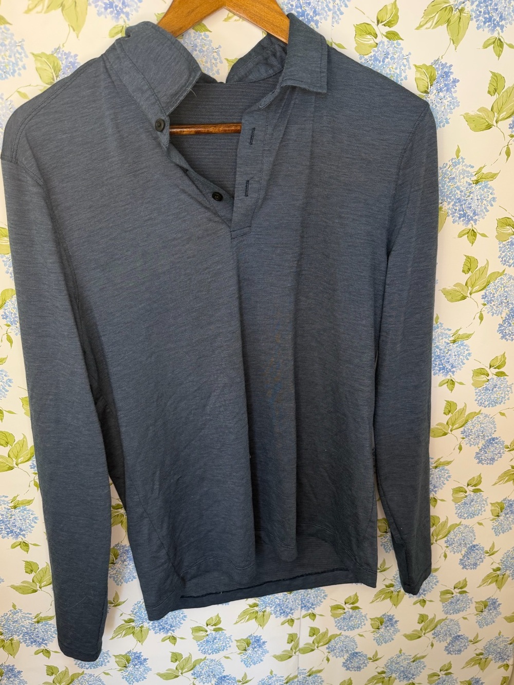 lululemon athletica Men's Long-Sleeve Polo - Heathered Blue